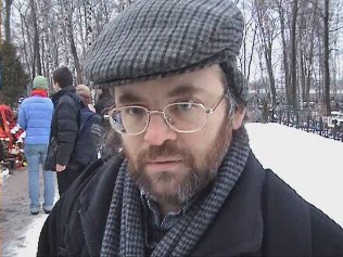 Лев Левинсон на похоронах Станислава Маркелова. 23 января 2009 года. Автор: Вячеслав Ферапошкин. Лев Левинсон