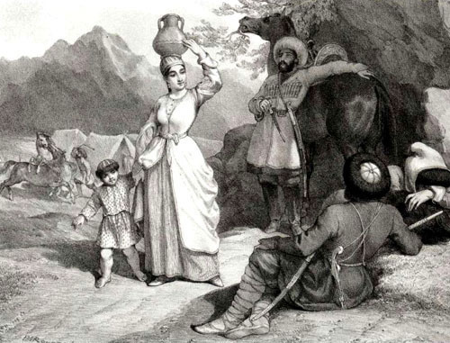 П.С. Руссель. Черкесы, 40-е годы XIX в. Фото aheku.org П.С. Руссель. Черкесы, 40-е годы XIX в. Фото aheku.org