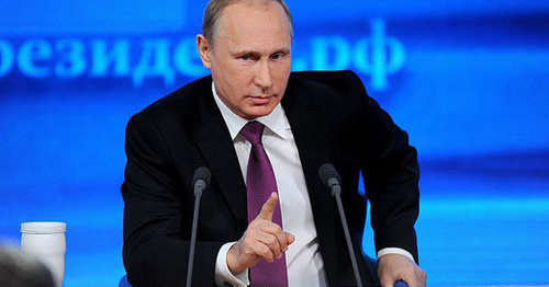 Владимир Путин во время пресс-конференции. Москва, 18 декабря 2014 г. Фото http://www.kremlin.ru/