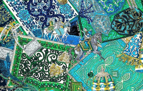 Фрагмент платка Hermès из коллекции CavaliersDuCaucase. Фото: Людмила Маратова для "Кавказского узла" Фрагмент платка Hermès из коллекции CavaliersDuCaucase. Фото: Людмила Маратова для "Кавказского узла"
