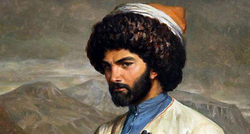 Хаджи-Мурат на фоне села Хунзах. Рисунок Г. Г. Гагарина, 1848. Фото https://ru.wikipedia.org/wiki/Хаджи-Мурат
