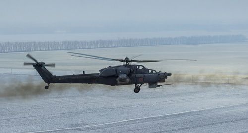 Тренировочные полеты экипажей вертолетов армейской авиации Южного военного округа (аэр.Кореновск, Краснодарский край). Фото: Mil.ru, https://commons.wikimedia.org/w/index.php?curid=55761976