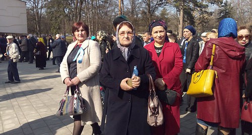 Участники митинга, приуроченного к 76-й годовщине депортации балкарцев. Нальчик, 8 марта 2020 года. Фото Людмилы Маратовой для "Кавказского узла".