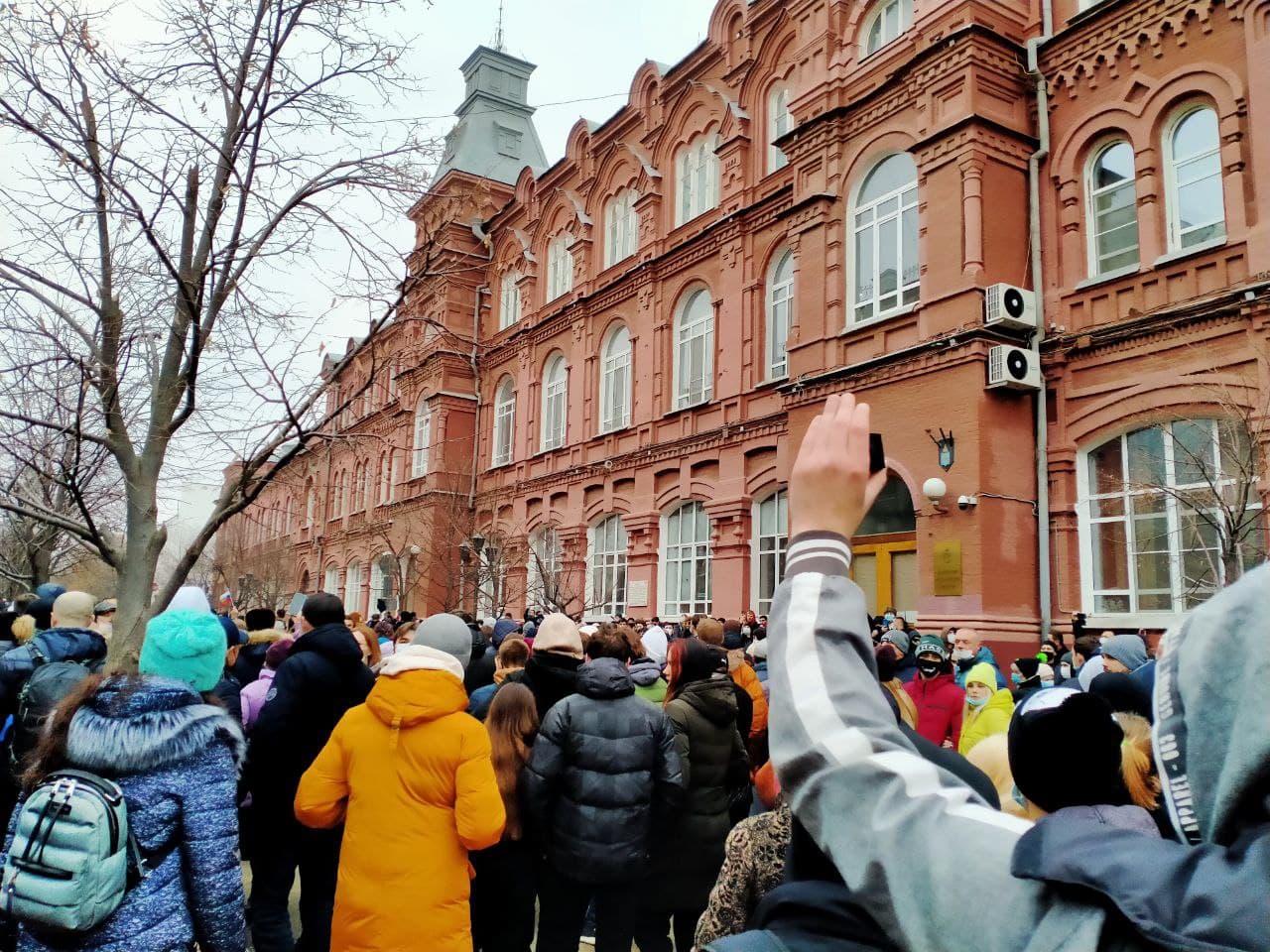 Акция в поддержку Алексея Навального в Астрахани 23 января 2021 года. Фото Алены Садовской для "Кавказского узла"