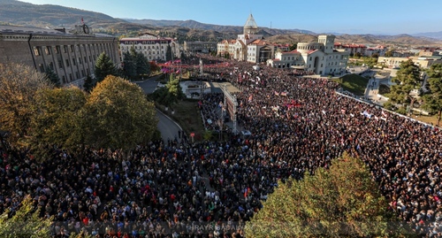 Митинг в Степанакерте. 30 октября 2022 года. Фото: Hrayr Badalyan https://t.me/bagramyan26/41974