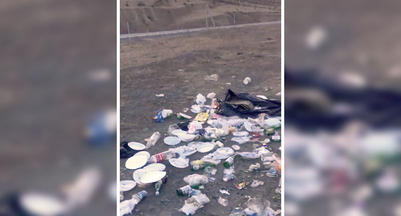 Стихийная свалка в Куртатинском ущелье. Стоп-кадр из видео на странице https://vk.com/wall-72749677_1117445 Стихийная свалка в Куртатинском ущелье. Стоп-кадр из видео на странице https://vk.com/wall-72749677_1117445