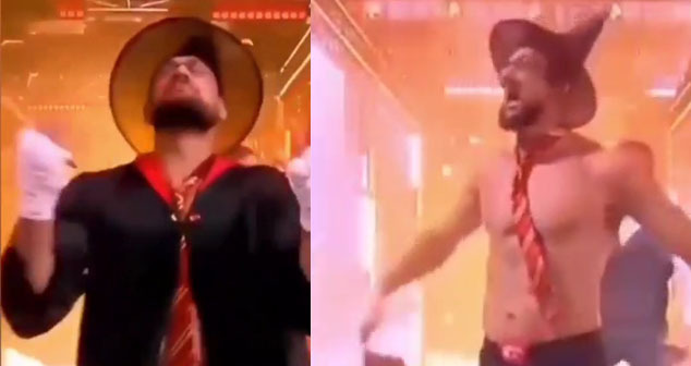 Танец дагестанских бойцов Гаджи "Автомата" Наврузова и Хадиса Ибрагимова перед выходом на ринг. Коллаж "Кавказского узла" Скриншот видео https://t.me/mvs_dagestan/2895 Танец дагестанских бойцов Гаджи "Автомата" Наврузова и Хадиса Ибрагимова перед выходом на ринг. Коллаж "Кавказского узла" Скриншот видео https://t.me/mvs_dagestan/2895