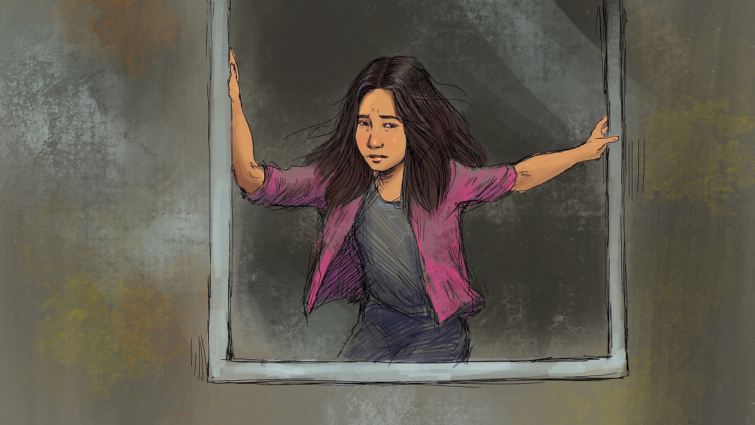 Девочка у окна. Иллюстрация Мейдан ТВ.