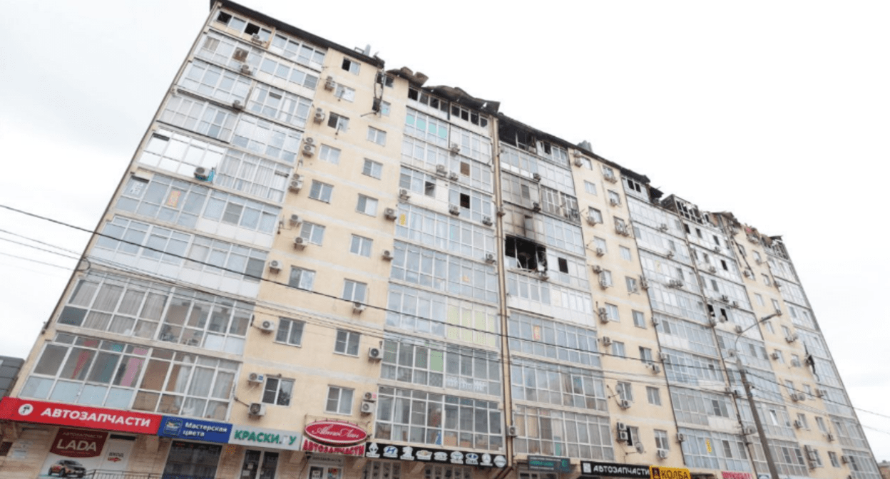 Дом по улице Объездная после пожара. Скриншот фото из Telegram-канала мэрии Анапы от 14.02.24, https://t.me/anapaofficial/18993
