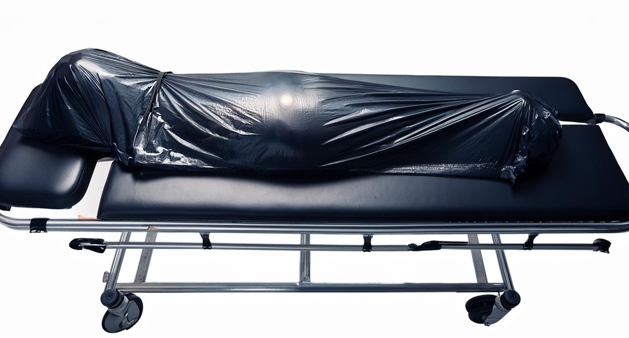 Тело на тележке. Иллюстрация создана «Кавказским узлом» с помощью ИИ в программе Photoshop
 