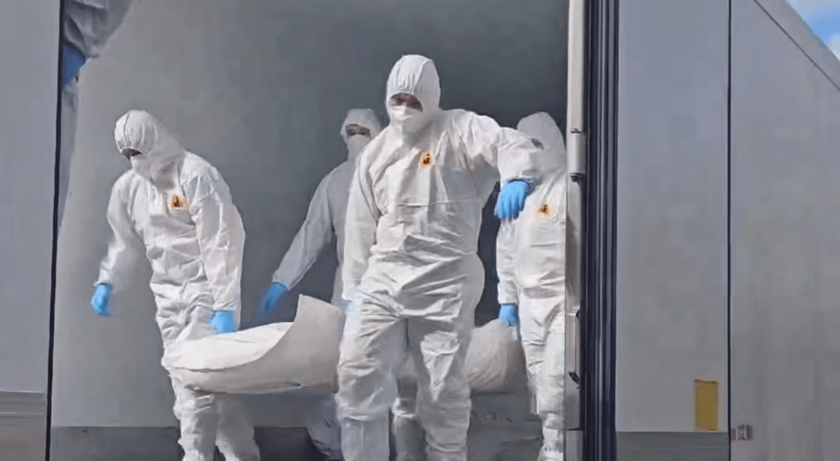 Обмен телами убитых бойцов. Стоп-кадр видео из Telegram-канала  проекта "Хочу найти" от 28.03.25, https://t.me/hochunaiti_com/1409.