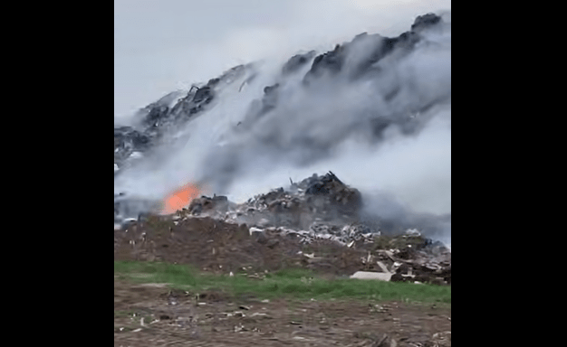 Пожар на Двубратском полигоне. Стоп-кадр видео администрации Усть-Лабинского района от 29.03.25, https://t.me/ustlab_press_sektor/17873?single.