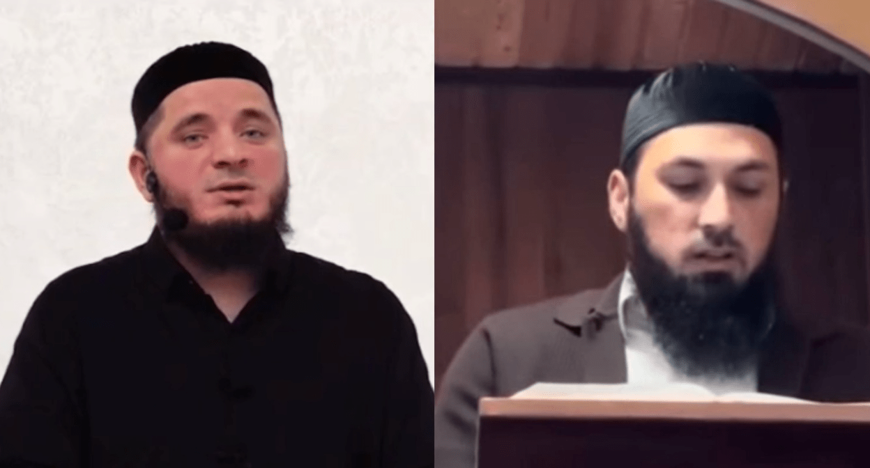 Мухаммад Тамасханов (слева) и Магомед Султыгов. Коллаж "Кавказского узла". Скриншот фото https://t.me/fortangaorg/19488 и видео https://t.me/m_tamaskhanov/1167