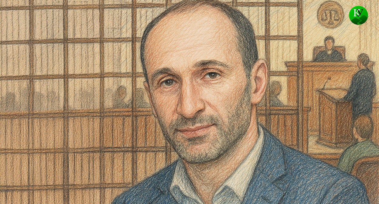 Тархан Эльдукаев в суде. Иллюстрация создана "Кавказским узлом" с помощью ИИ в программе Copilot