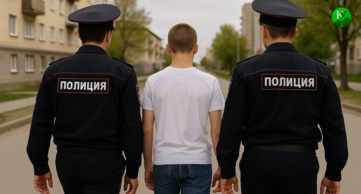 Полиция задержала подростка. Иллюстрация создана «Кавказским узлом» с помощью ИИ в программе Copilot