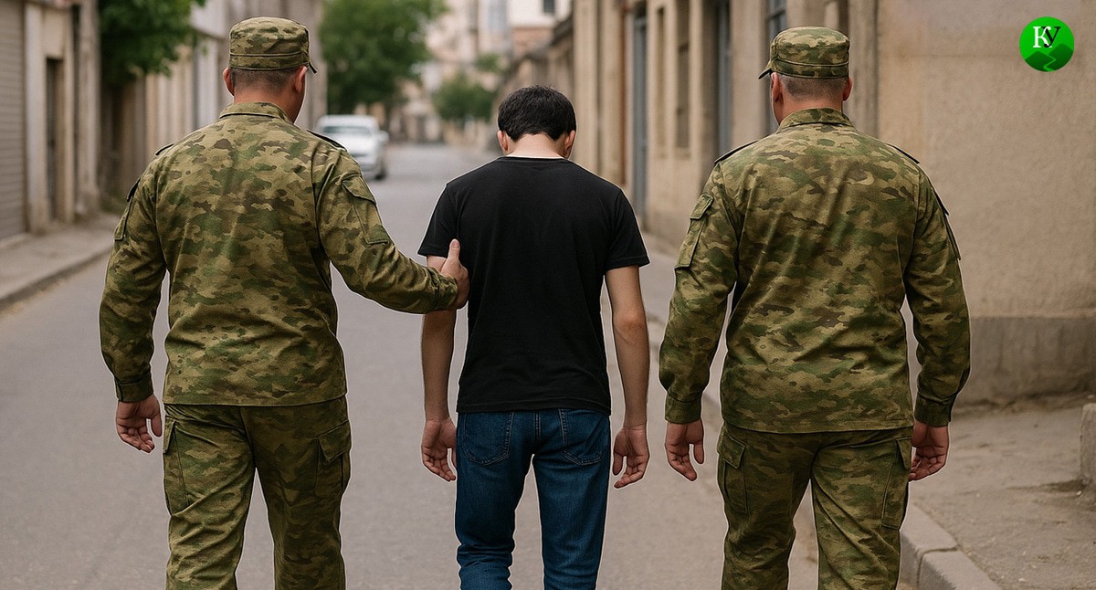 Военные задержали уклониста. Иллюстрация создана "Кавказским узлом" с помощью ИИ в программе Copilot