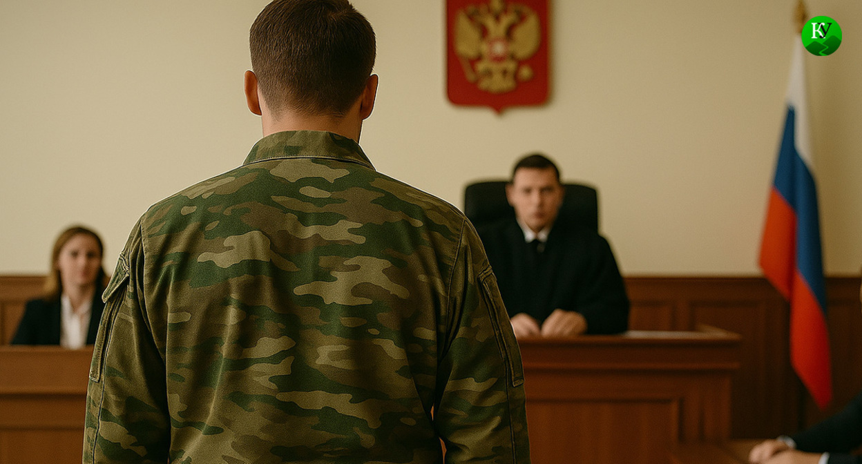 Военный в суде. Иллюстрация создана "Кавказским узлом" с помощью ИИ в программе Copilot