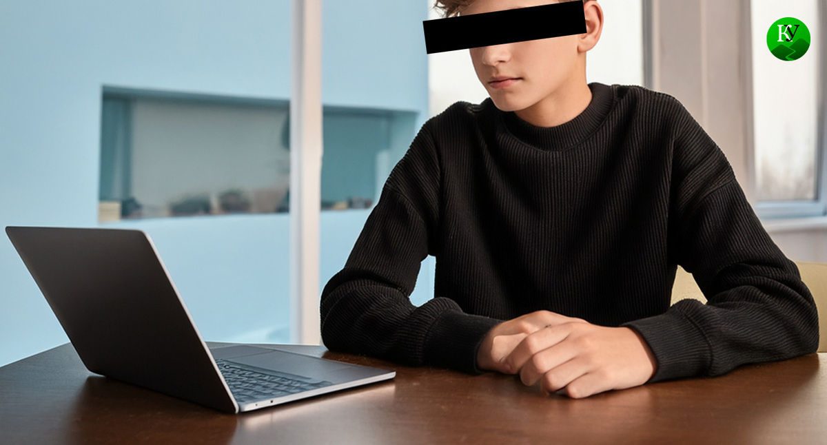 Подросток за ноутбуком. Иллюстрация создана "Кавказским узлом" с помощью ИИ в программе Copilot