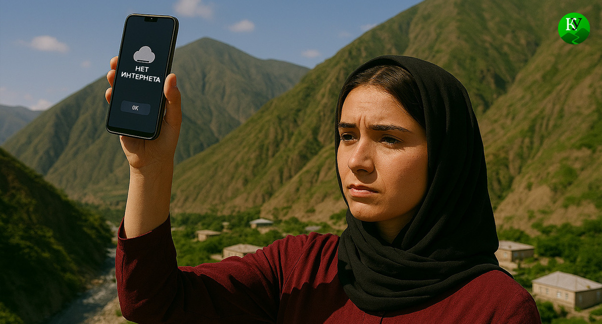 Сообщение об отсутствии интернета. Иллюстрация создана "Кавказским узлом" с помощью ИИ в программе Copilot