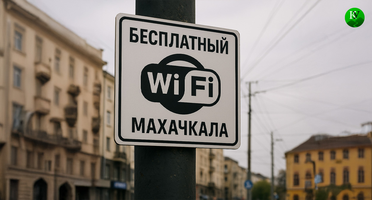 Табличка о бесплатном Wi-Fi. Иллюстрация создана «Кавказским узлом» с помощью ИИ в программе Copilot