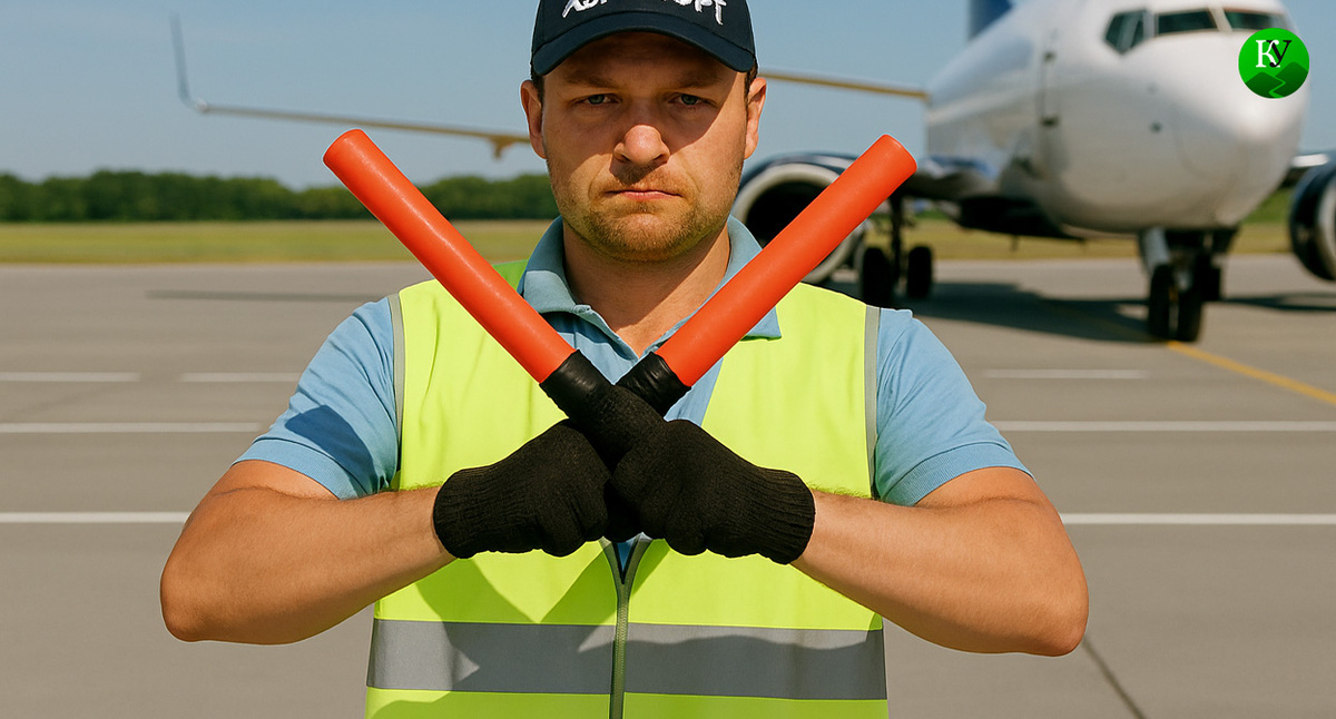 Работник аэропорта. Иллюстрация создана "Кавказским узлом" с помощью ИИ в программе Copilot