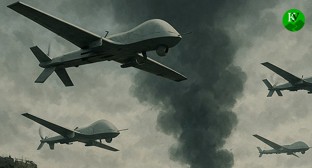 Беспилотники. Иллюстрация "Кавказского узла", созданная с помощью ИИ в программе Copilot