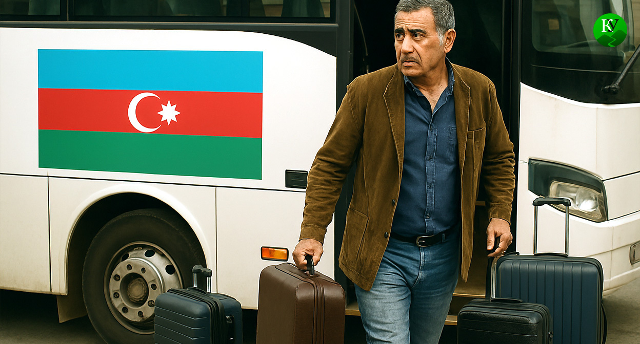 Переселенцы. Иллюстрация создана "Кавказским узлом" с помощью ИИ в программе Copilot