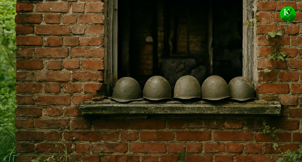 Каски военных. Иллюстрация создана «Кавказским узлом» с помощью ИИ в программе Copilot
