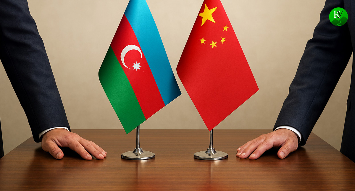 Флаги Азербайджана и Китая. Иллюстрация создана «Кавказским узлом» с помощью ИИ в программе Copilot