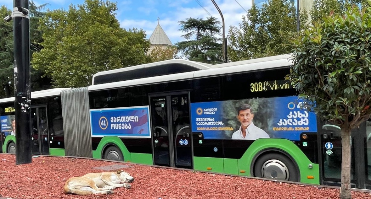 Предвыборная агитация партии "Грузинская мечта". Тбилиси, 3 октября 2025 года. Фото "Кавказского узла".