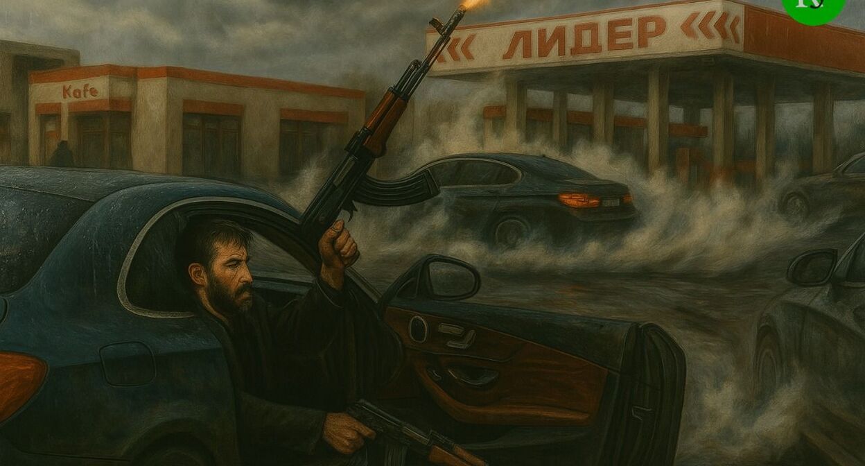 Стрельба и дрифт. Иллюстрация создана "Кавказским узлом" с помощью ИИ в программе Copilot