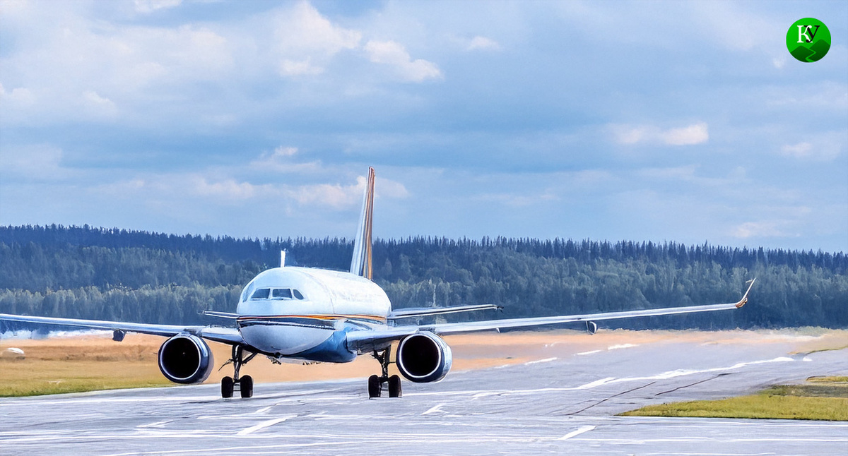 Самолет в аэропорту. Иллюстрация создана «Кавказским узлом» с помощью ИИ в программе Copilot