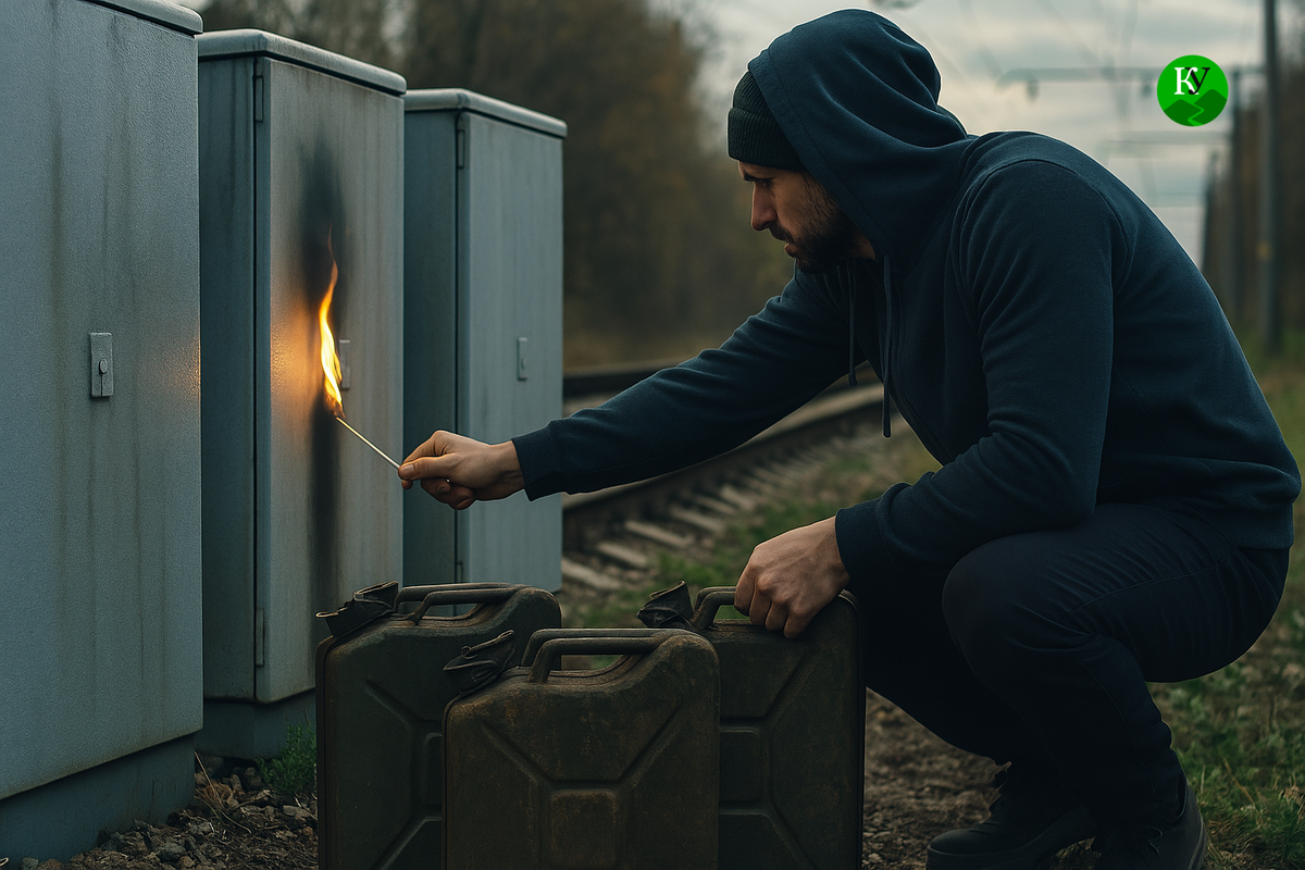 Поджог релейных шкафов. Иллюстрация создана "Кавказским узлом" с помощью ИИ в программе Copilot
