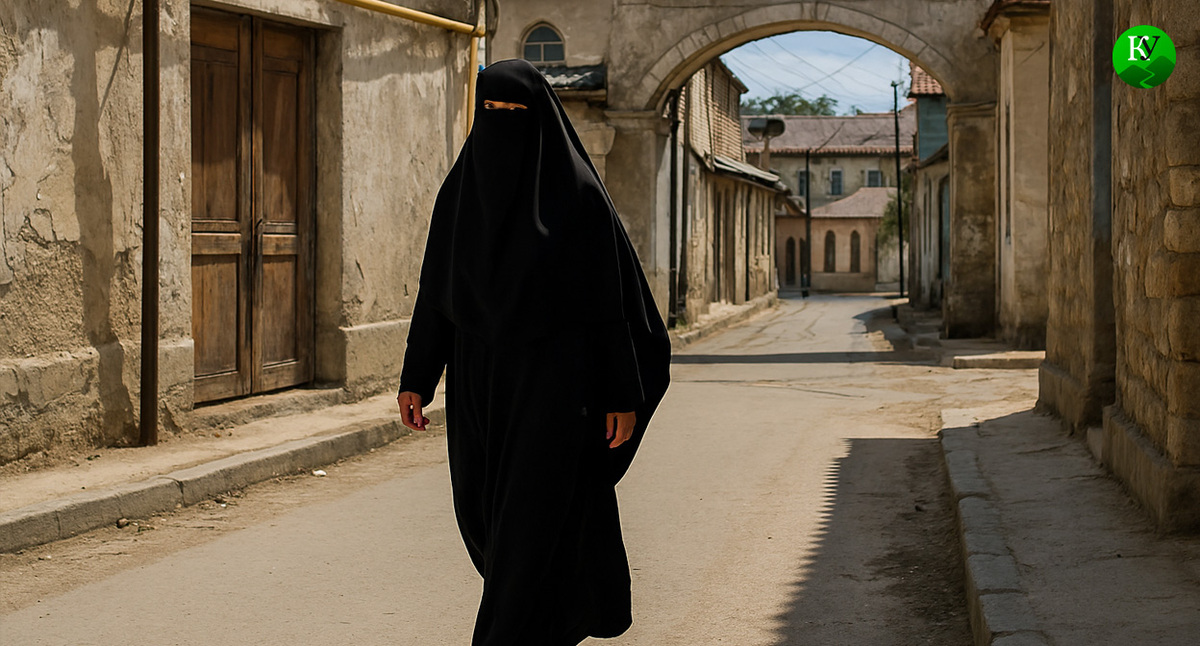 Женщина в никабе. Иллюстрация создана «Кавказским узлом» с помощью ИИ в программе Copilot