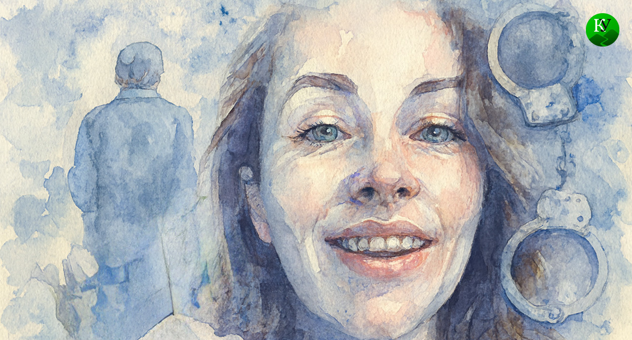 Арестованная Наталья. Иллюстрация создана «Кавказским узлом» с помощью ИИ в программе Copilot