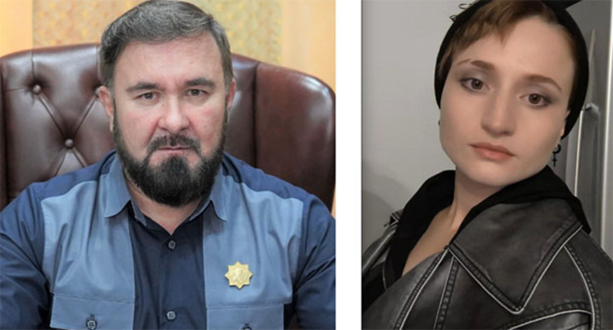 Мансур Солтаев и Айшат Баймурадова. Коллаж "Кавказского узла". Фото: https://chechnyatoday.com/news/367946 https://www.instagram.com/p/DQB2zbQAM_a/ принадлежит компании Meta деятельность которой запрещена в России