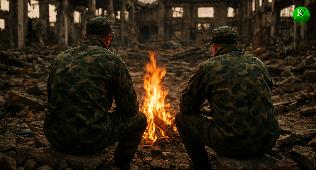 Военные на СВО. Иллюстрация создана «Кавказским узлом» с помощью ИИ в программе Copilot 