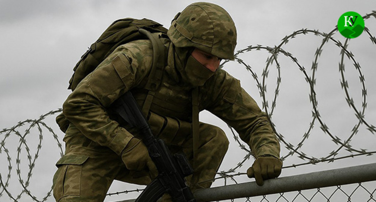 Военнослужащий покидает часть. Иллюстрация "Кавказского узла" созданная при помощи ИИ в программе Copilot