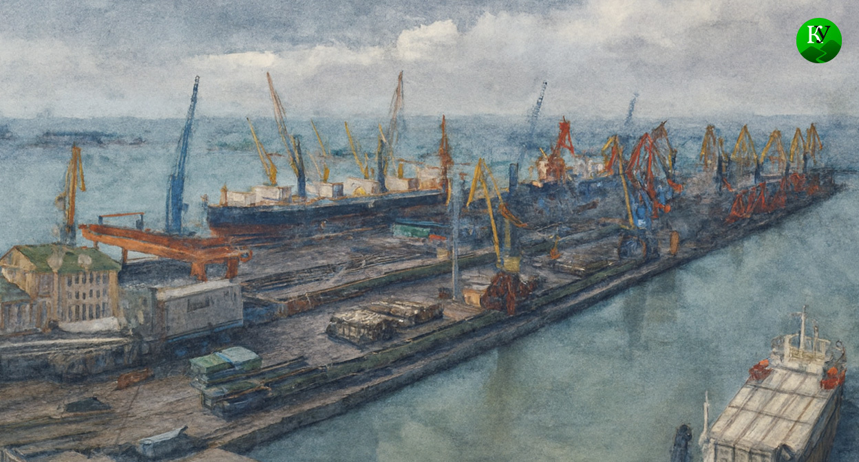 Порт Туапсе. Иллюстрация создана «Кавказским узлом» с помощью ИИ в программе Copilot