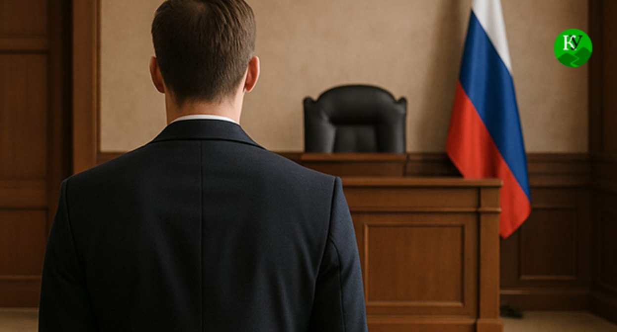 Мужчина в зале суда. Иллюстрация "Кавказского узла" созданная ИИ при помощи программы Copilot