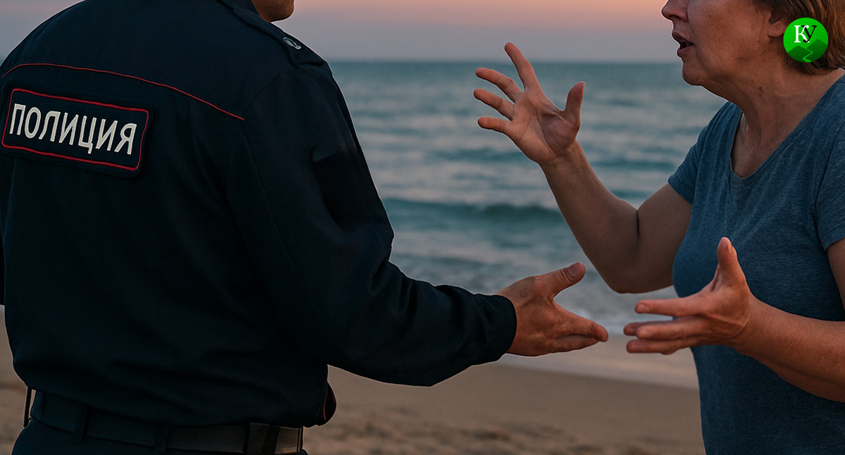 Полицейский спорит с женщиной. Иллюстрация создана «Кавказским узлом» с помощью ИИ в программе Copilot