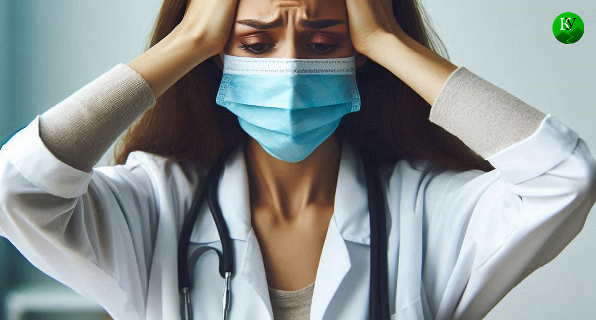 Врач после инцидента. Иллюстрация создана «Кавказским узлом» с помощью ИИ в программе Copilot