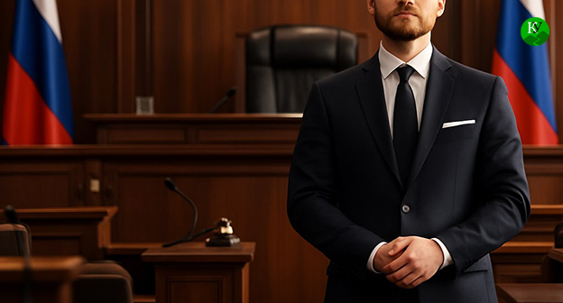 Мужчина в зале суда. Иллюстрация "Кавказского узла" созданная ИИ при помощи программы Copilot