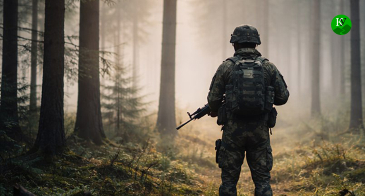 Военнослужащий. Иллюстрация создана "Кавказским узлом" при помощи ИИ в программе Copilot