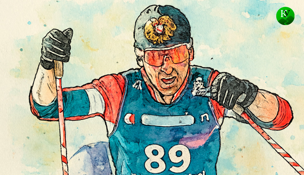 Армянский лыжник. Иллюстрация создана «Кавказским узлом» с помощью ИИ в программе Copilot