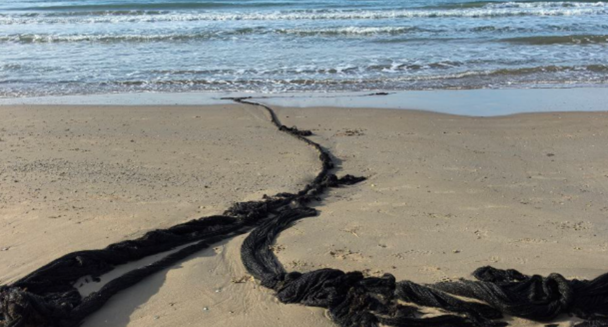 Оставшиеся на берегу сети. Скриншот фото  из Telegram-канала Макса Анапского от 06.01.26, https://t.me/maksanapskii/14923.