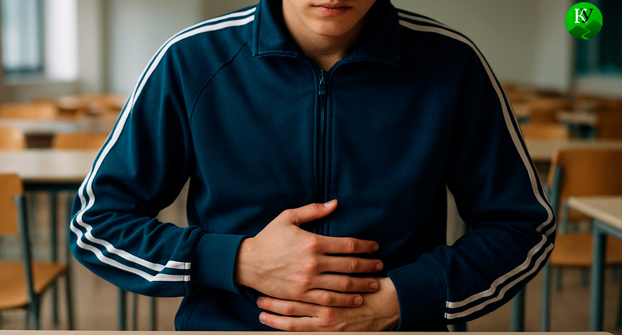 Боль в животе. Иллюстрация создана «Кавказским узлом» с помощью ИИ в программе Copilot