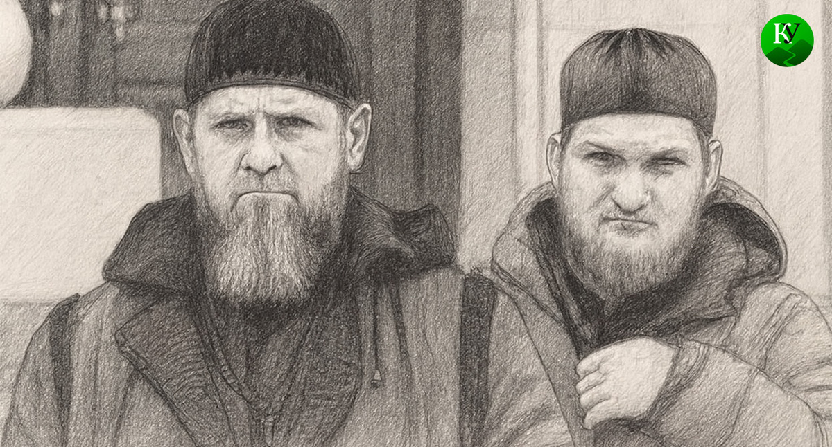 Рамзан и Ахмат Кадыровы. Иллюстрация создана «Кавказским узлом» с помощью ИИ в программе Copilot