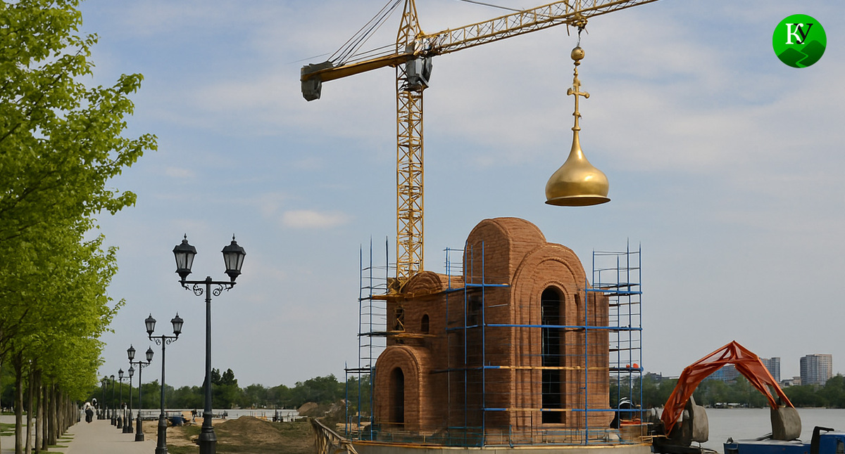 Строительство храма. Иллюстрация создана «Кавказским узлом» с помощью ИИ в программе Copilot