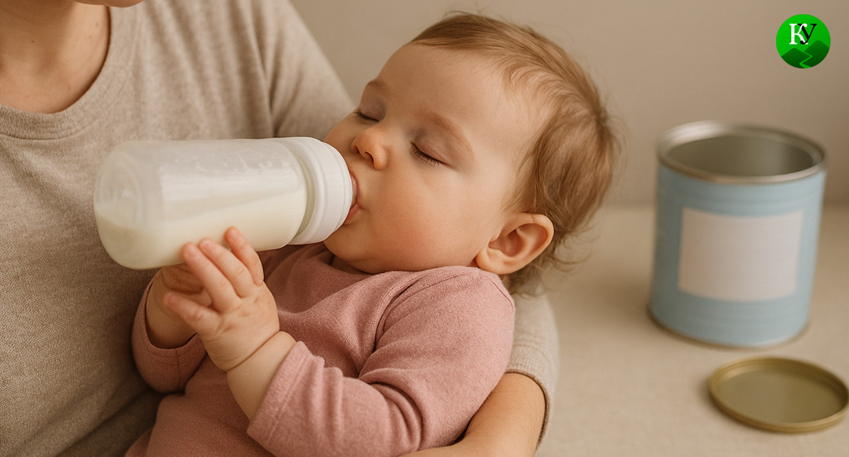 Младенец с бутылочкой. Иллюстрация создана «Кавказским узлом» с помощью ИИ в программе Copilot